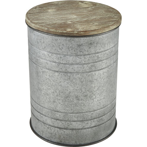 Cannes 16 inch Galvanized with Natural Accent Table