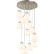 Newton Bell 12 Light 27.25 inch Brushed Satin Nickel Multi Pendant Ceiling Light in White Glass