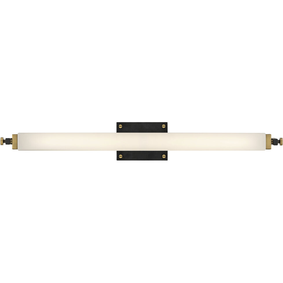 Rollins LED 31 inch Black with Heritage Brass Bath Light Wall Light in Black / Heritage Brass, Vertical