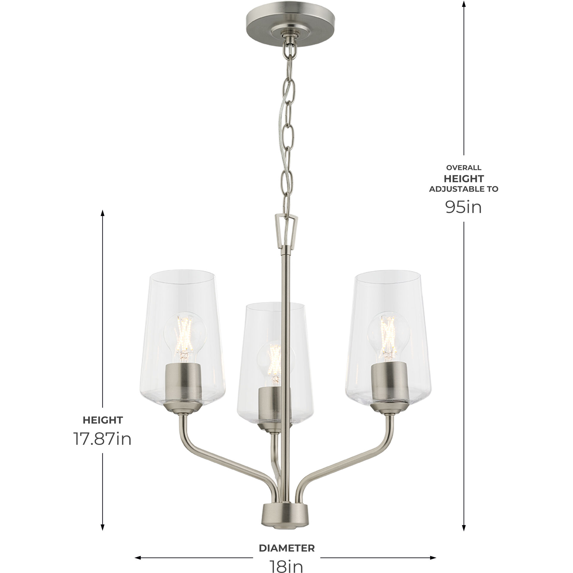 Celino 3 Light 18 inch Brushed Nickel Chandelier Ceiling Light