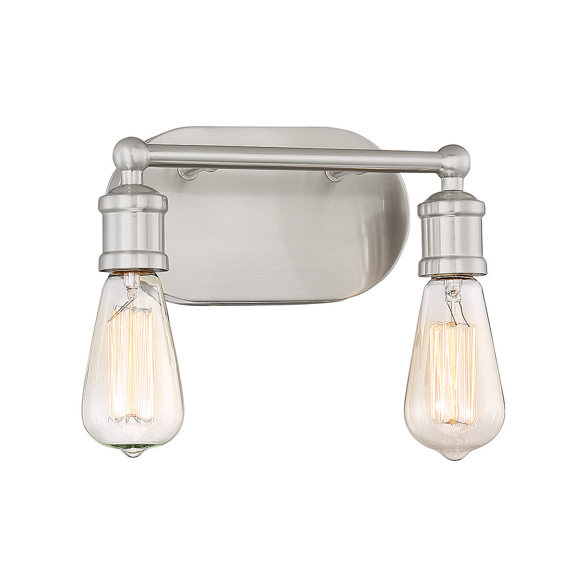 Industrial 2 Light 10 inch Brushed Nickel Bathroom Vanity Light Wall Light