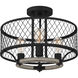 Benton 3 Light 16.75 inch Distressed Iron Semi-Flush Mount Ceiling Light