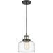 Franklin Restoration Bell 1 Light 8 inch Black Antique Brass Mini Pendant Ceiling Light in Incandescent, Clear Deco Swirl
