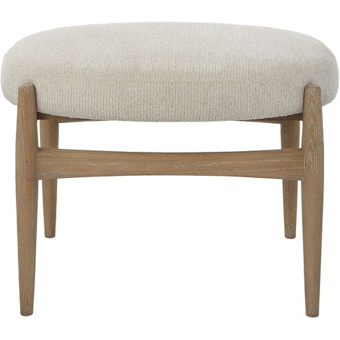 Acrobat Off White Glazed Natural Oak and Off-White Fabric Bench