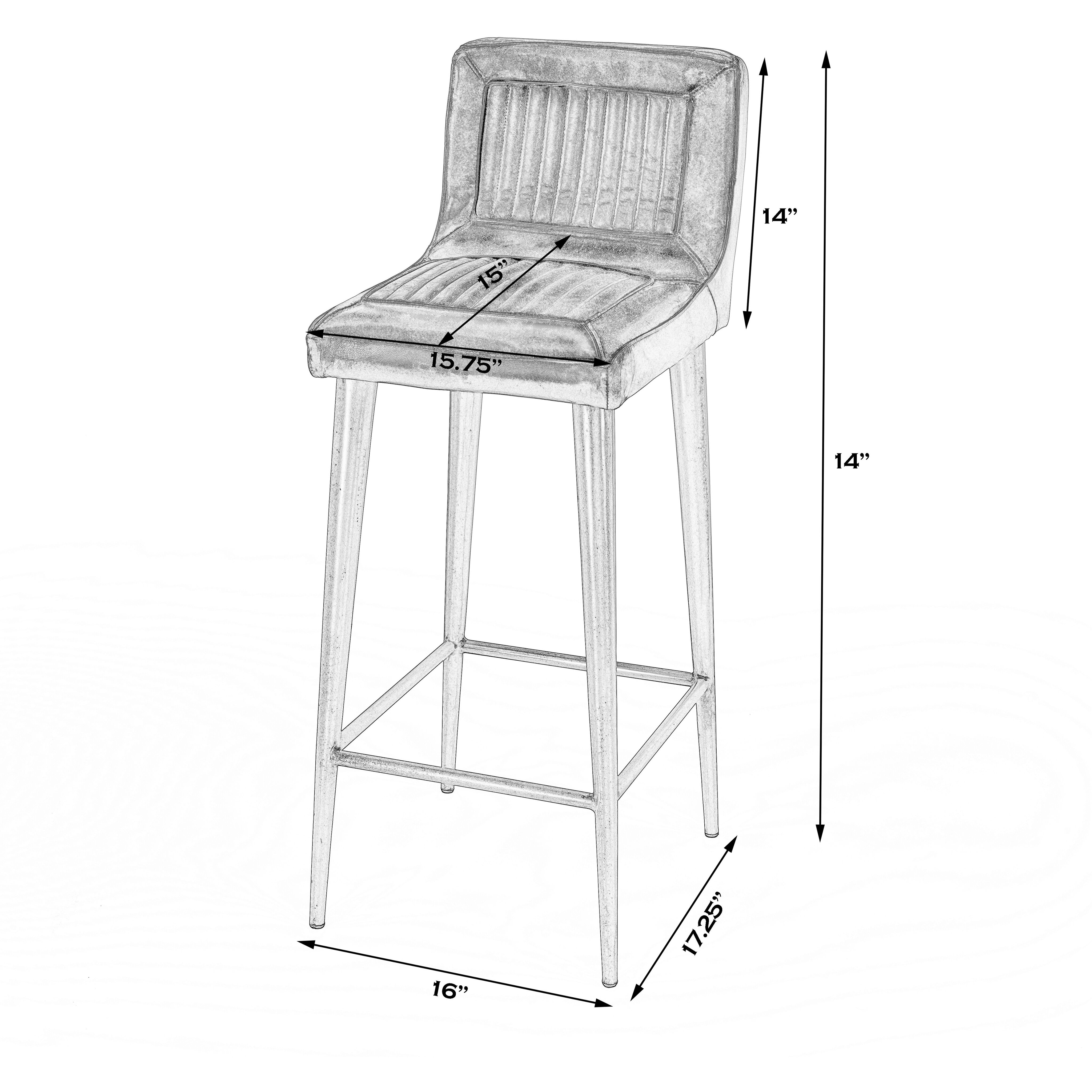 Maxwell Leather 32" Bar Stool in Black