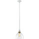 Zigrina 1 Light 10.25 inch Matte White with Aged Brass Pendant Ceiling Light