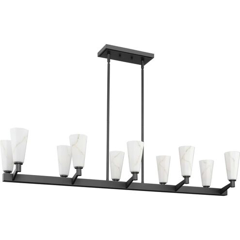 Tosca 10 Light 50 inch Matte Black Linear Chandelier Ceiling Light, Design Series