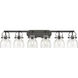 Pilaster II Bell 6 Light 45.5 inch Matte Black Bath Vanity Light Wall Light in Clear Glass