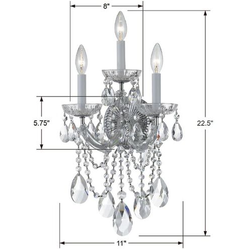 Maria Theresa 3 Light 11 inch Polished Chrome Sconce Wall Light in Clear Hand Cut