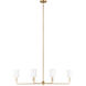 Foxdale 6 Light 44 inch Satin Brass Linear Chandelier Ceiling Light
