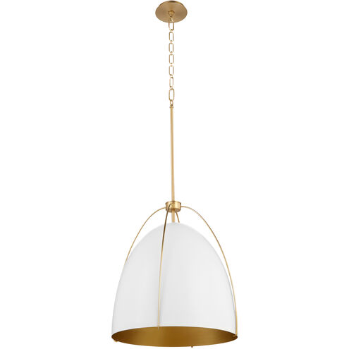 Jamie 3 Light 18.25 inch Studio White and Aged Brass Pendant Ceiling Light
