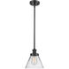 Ballston Large Cone 1 Light 8 inch Matte Black Pendant Ceiling Light in Clear Glass, Ballston