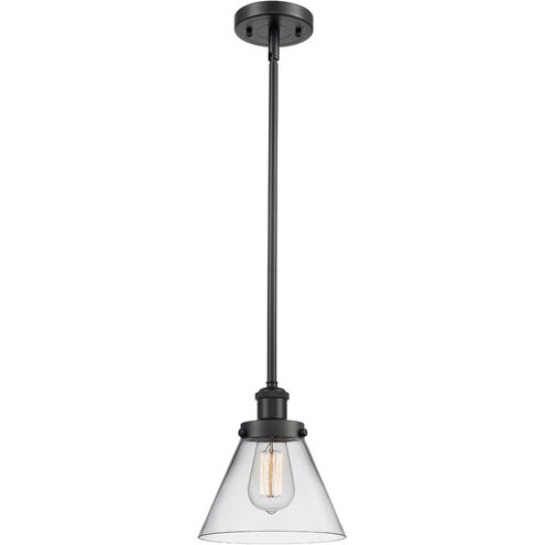 Ballston Large Cone 1 Light 8 inch Matte Black Pendant Ceiling Light in Clear Glass, Ballston