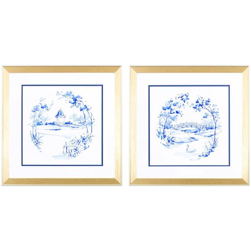 Florals Collection Blue Framed Art