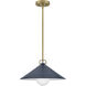 Milo LED 16 inch Lacquered Brass with Matte Navy accents Pendant Ceiling Light