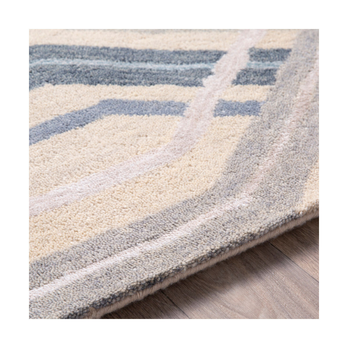 Banshee 36 X 24 inch Dark Blue/Charcoal/Sky Blue/Taupe/Light Gray/Beige Rugs, Wool and Viscose
