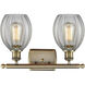 Ballston Eaton 2 Light 16 inch Antique Brass Bath Vanity Light Wall Light in Incandescent, Clear Glass, Ballston