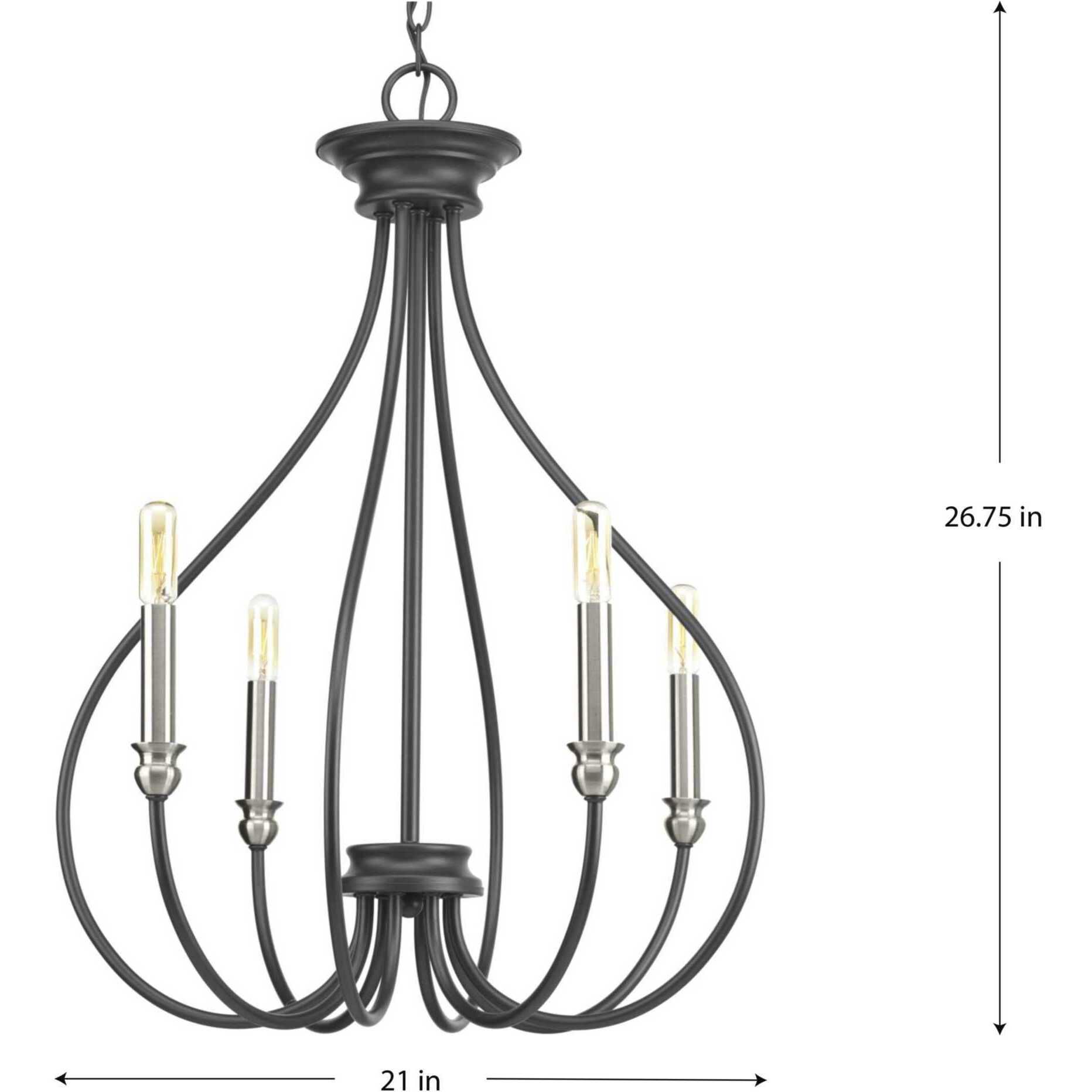 Whisp 4 Light 21 inch Graphite Chandelier Ceiling Light