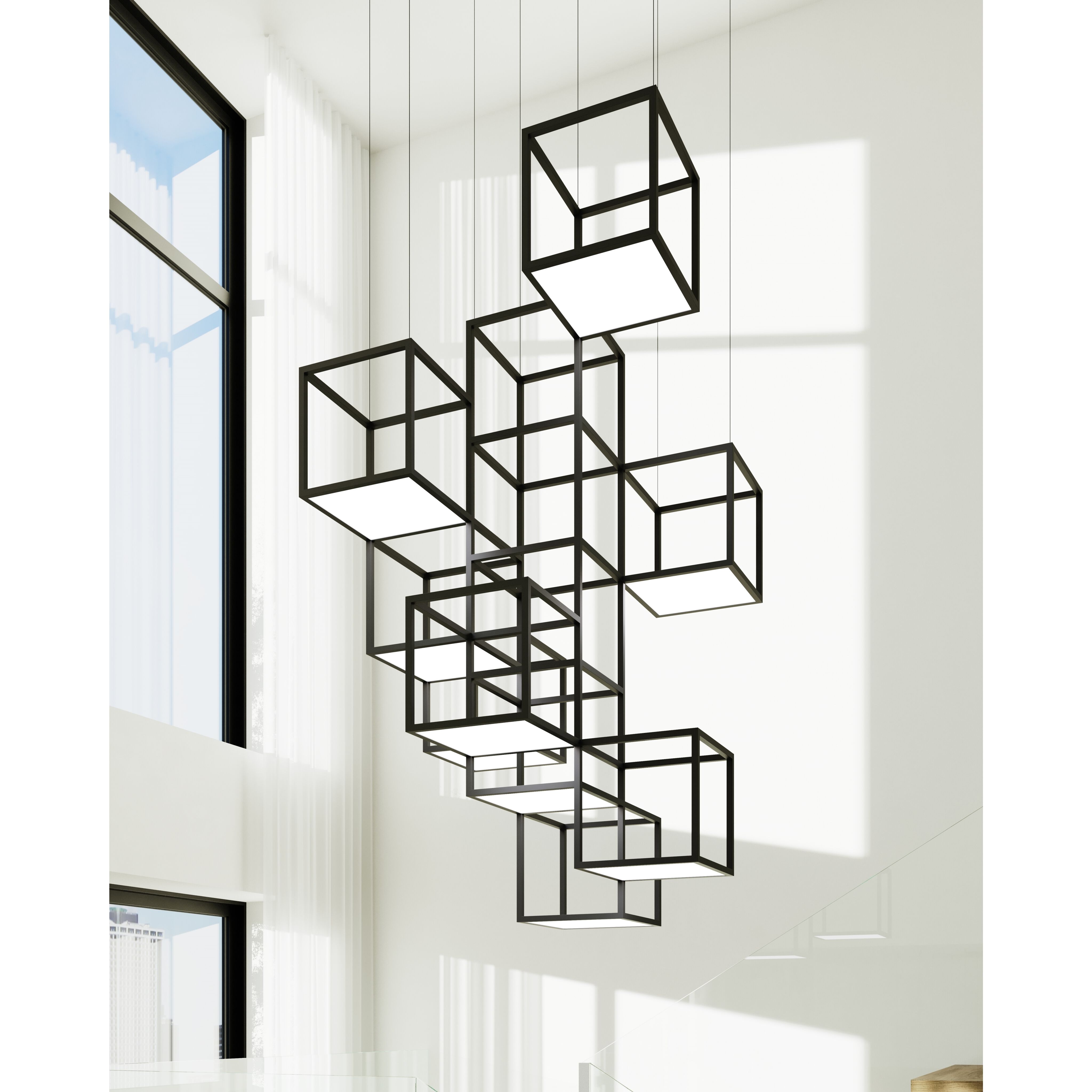 Cubix LED 121 inch Satin Black Pendant Ceiling Light