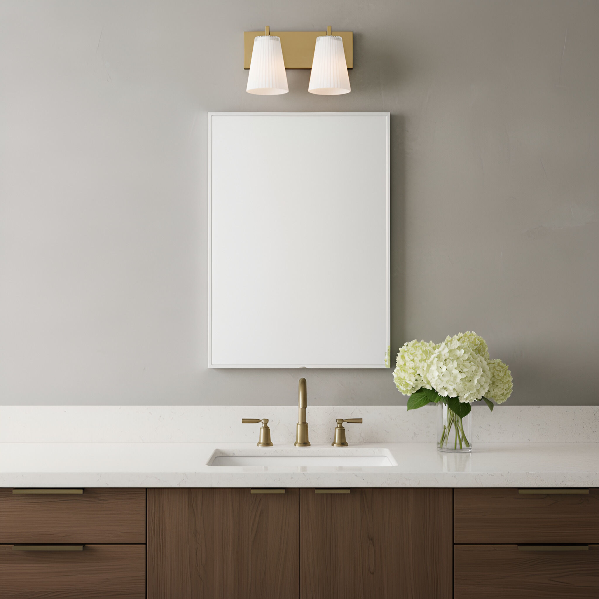 Upson 2 Light 12 inch Satin Brass Vanity Light Wall Light, Medium