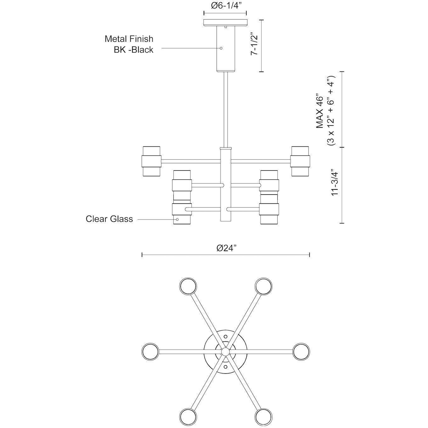 Copenhagen LED 24 inch Black Exterior Pendant