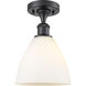 Ballston Dome LED 7.5 inch Matte Black Semi-Flush Mount Ceiling Light in Matte White Glass