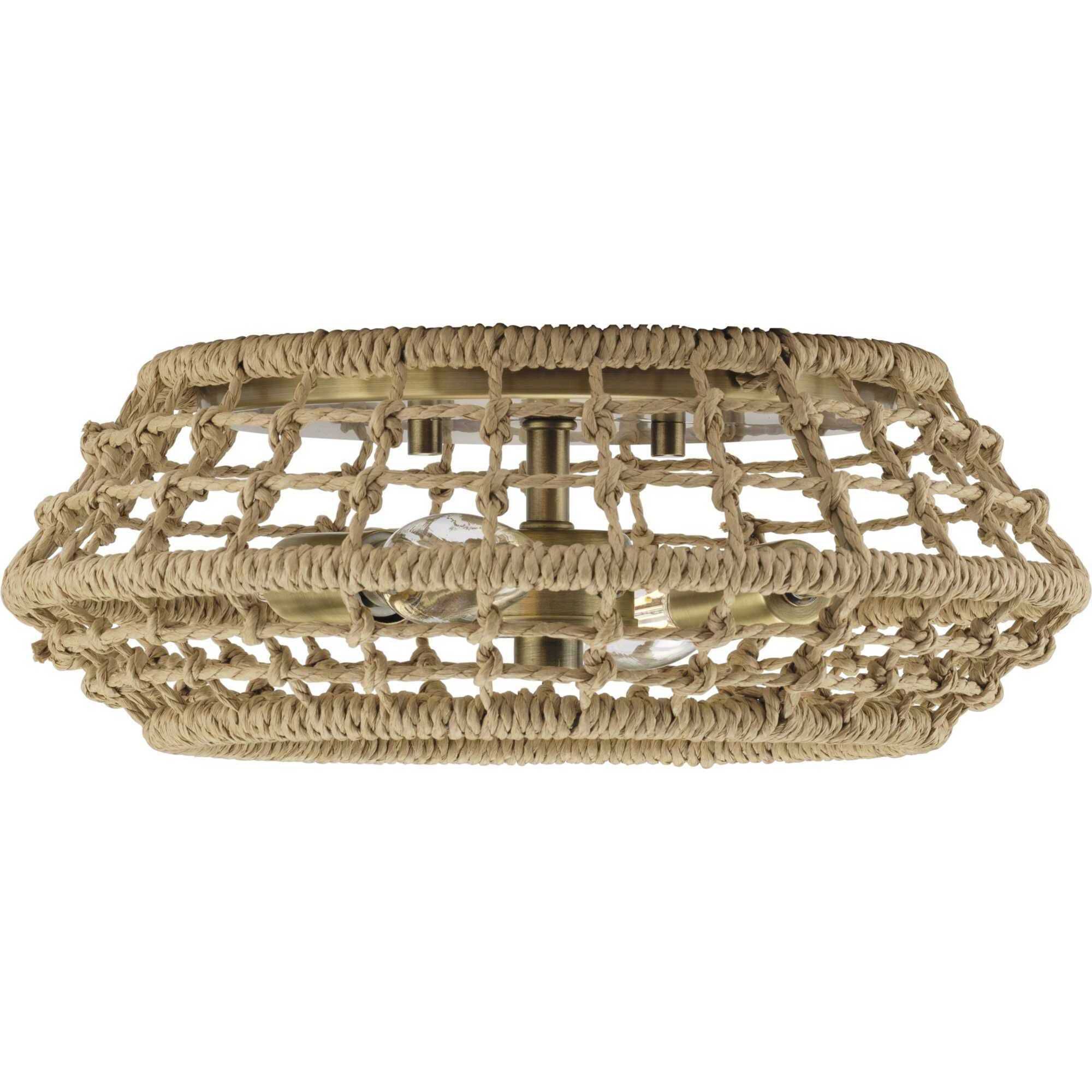 Laila 2 Light 12.25 inch Vintage Brass Flushmount Ceiling Light, Design Series