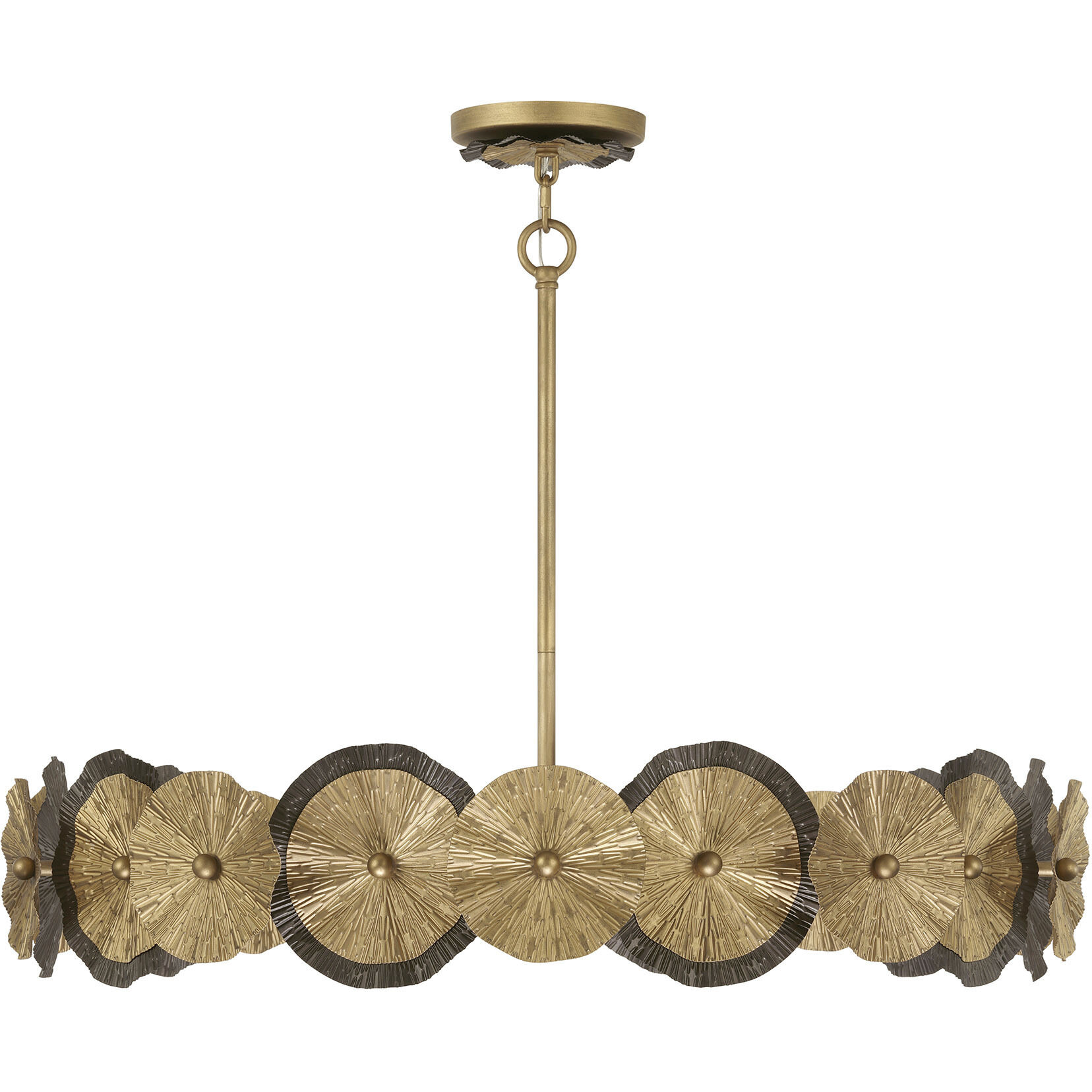 Lincoln 5 Light 35.25 inch Distressed Gold and Bronze Pendant Ceiling Light