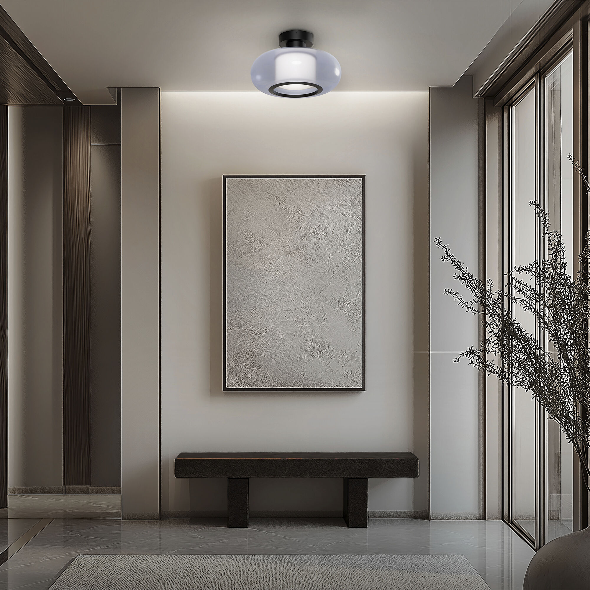 Doma LED 13.5 inch Black Flush Mount Ceiling Light in 4000K, dweLED