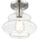 Everett 1 Light 9 inch Brushed Nickel with Chrome Finish Accents Semi-Flush Ceiling Light