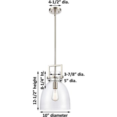 Newton Bell 1 Light 10 inch Satin Nickel Pendant Ceiling Light