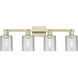 Arcadia Cobbleskill 4 Light 32 inch Antique Brass Bath Vanity Light Wall Light in Clear