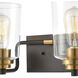 Robins 2 Light 14 inch Matte Black with Brushed Brass Vanity Light Wall Light