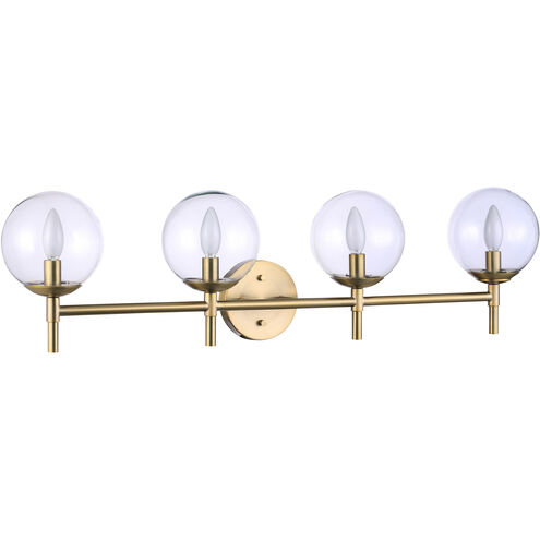 Auresa 4 Light 35 inch Soft Brass Bath Light Wall Light