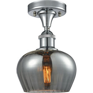 Ballston Fenton LED 7 inch Polished Chrome Semi-Flush Mount Ceiling Light in Plated Smoke Glass, Ballston