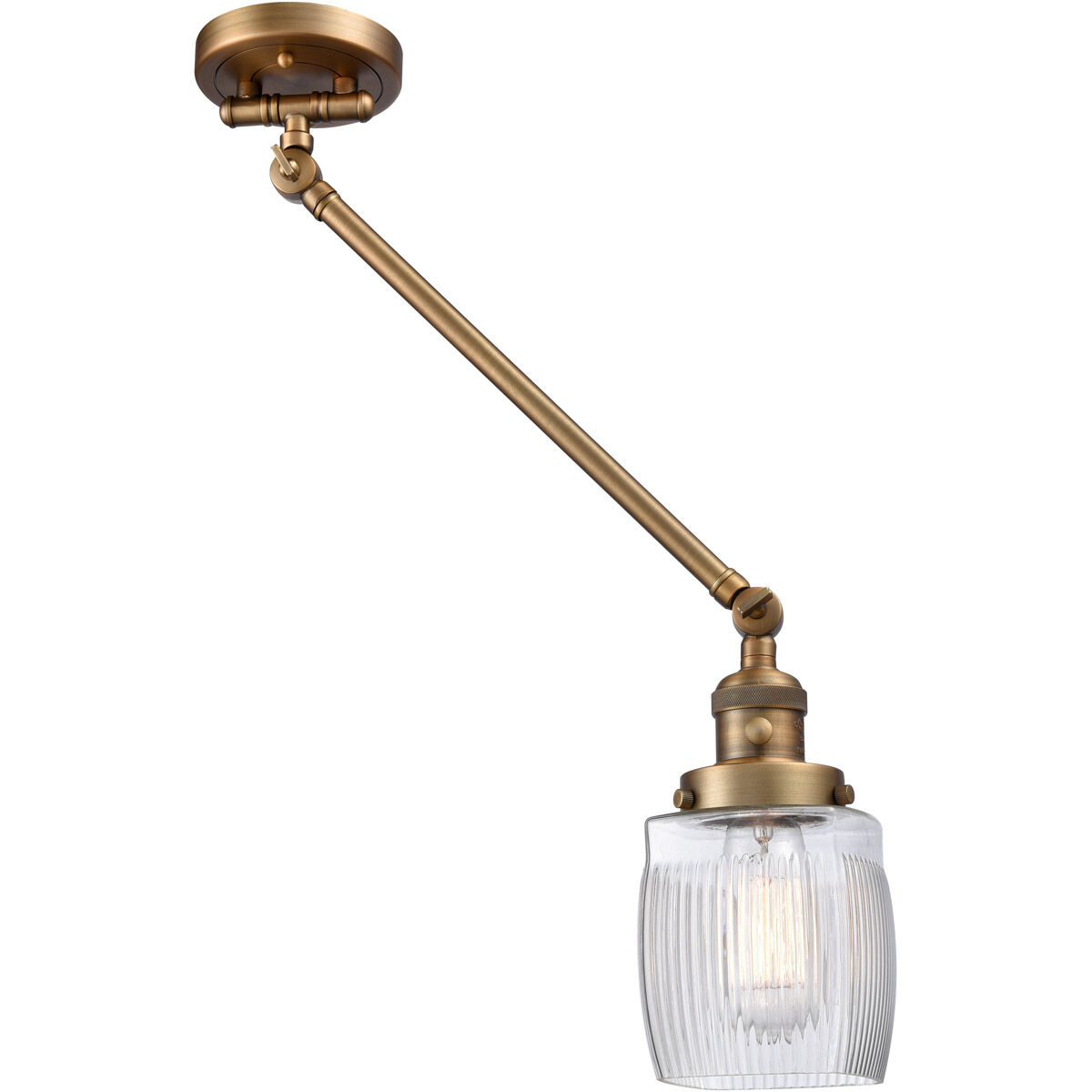 Colton 30 inch 3.50 watt Brushed Brass Swing Arm Wall Light, Franklin Restoration