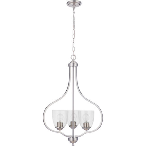 Neighborhood Serene 3 Light 22.5 inch Brushed Polished Nickel Foyer Light Ceiling Light in Clear Seeded, Neighborhood Collection