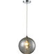 Watersphere 1 Light 10 inch Polished Chrome Multi Pendant Ceiling Light in Hammered Smoke, Configurable