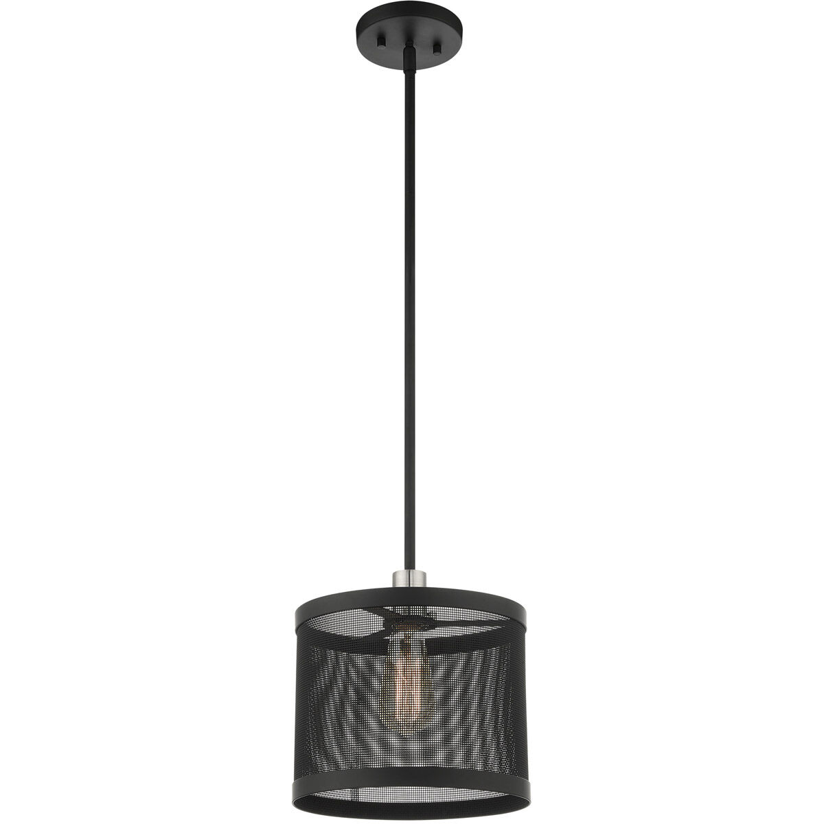 Industro 1 Light 10 inch Black with Brushed Nickel Accents Pendant Ceiling Light