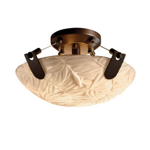 Porcelina 2 Light 16 inch Dark Bronze Semi-Flush Bowl Ceiling Light in Bamboo, Round Bowl, Incandescent