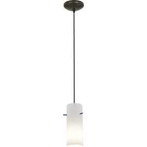 Cylinder LED 4 inch Oil Rubbed Bronze Pendant Ceiling Light in Opal