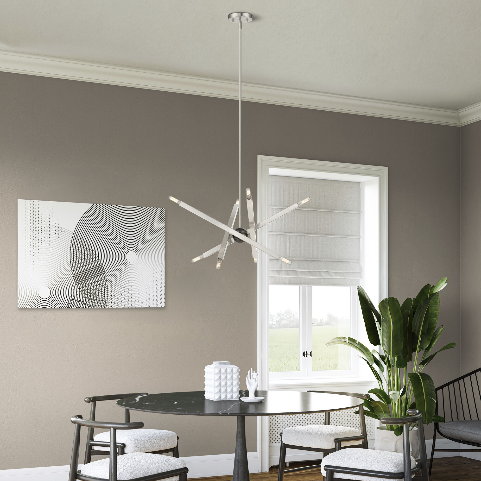 Monaco 8 Light 23 inch Brushed Nickel with Black Chrome Finish Accent Chandelier Ceiling Light