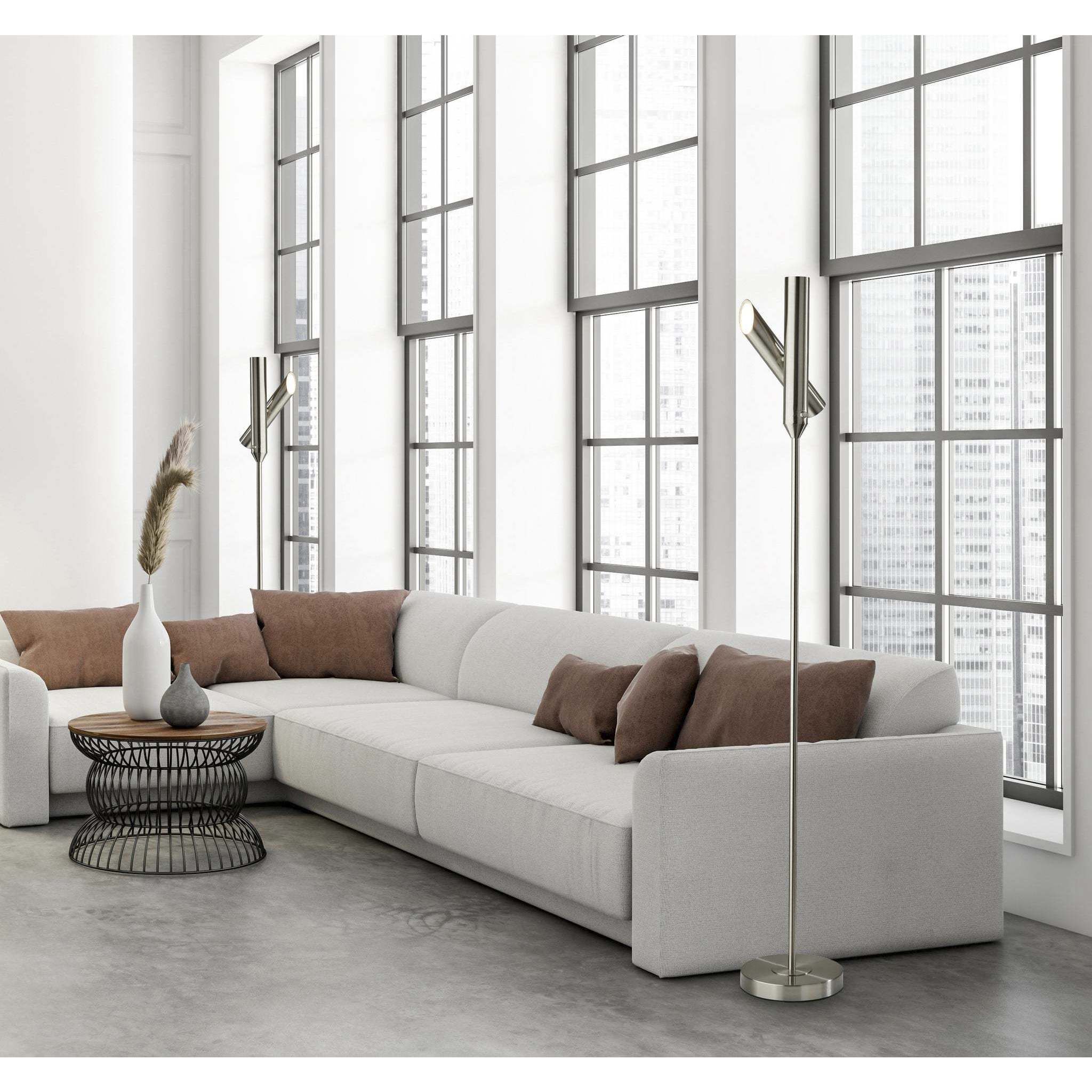 Vega 68 inch 24.00 watt Brushed Steel Torchiere Portable Light