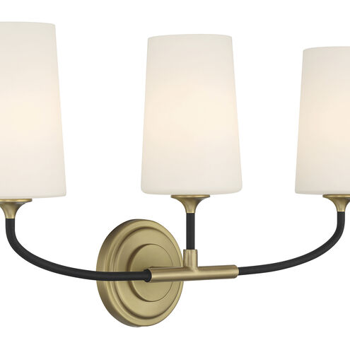 Niles 3 Light 23.5 inch Black Forged and Modern Gold Bath Vanity Wall Light