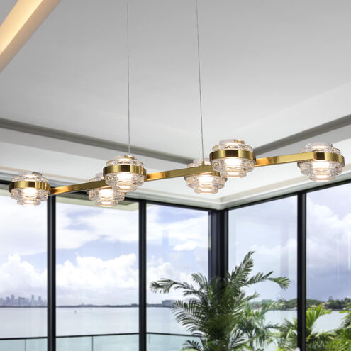 Milano Series Linear Chandelier Ceiling Light in Antique Brass, Artisan Collection
