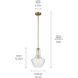 Everly 1 Light Natural Brass Pendant Ceiling Light