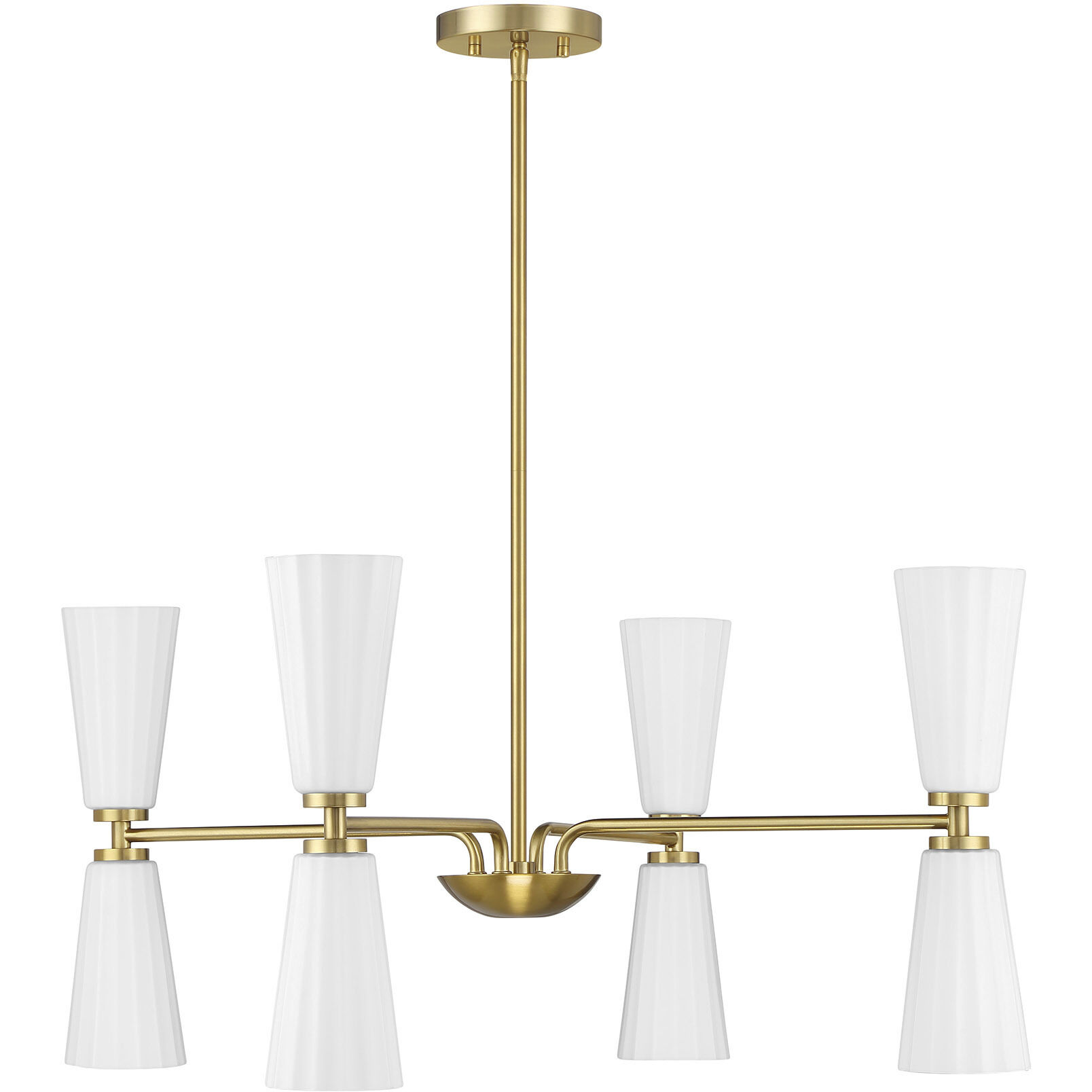 Contemporary 8 Light 32 inch Natural Brass Chandelier Ceiling Light