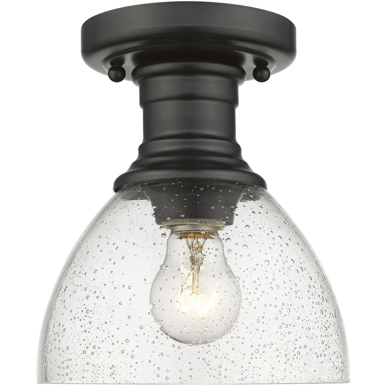 Yep Hines 1 Light 6.88 inch Matte Black Semi-Flush Mount Ceiling Light in Seeded Glass