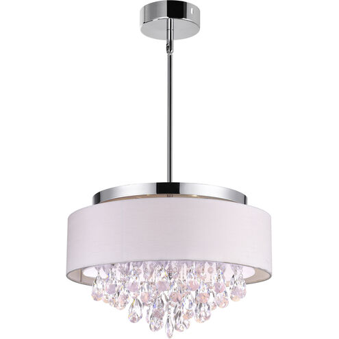 Dash 4 Light 18 inch Chrome Drum Shade Flush Mount Ceiling Light in Off White
