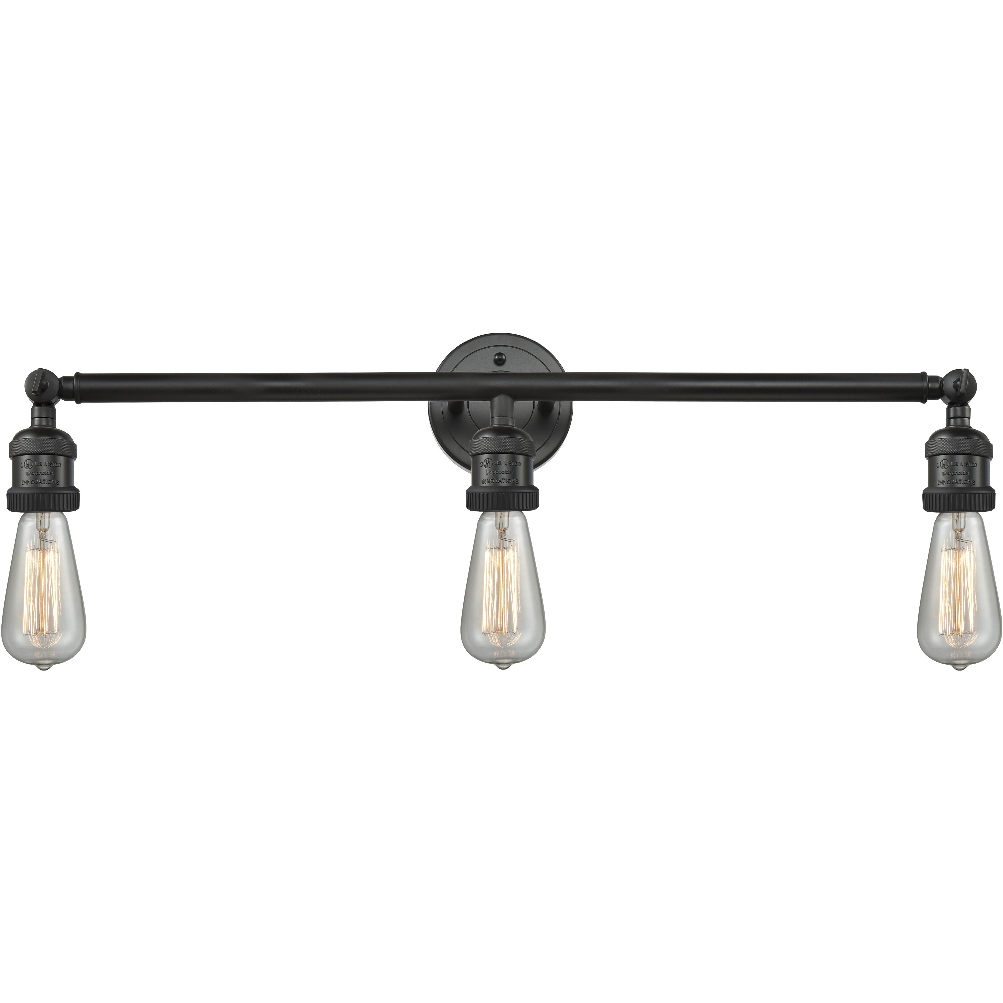 Franklin Restoration Bare Bulb 3 Light 30 inch Matte Black Bath Vanity Light Wall Light